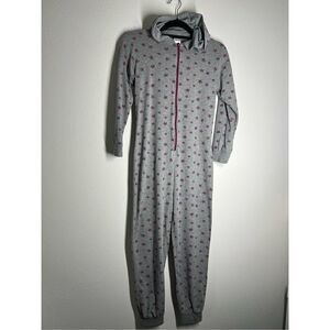 Petite Fleur  Kids One-Piece Hooded Pajamas Grey 67% Cotton Size 11-12 years